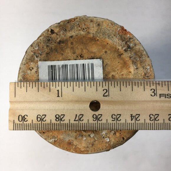 Rustic Stoneware 8" Tall Vase Metal Handles Textured Surface Home Decor - Picture 5 of 7